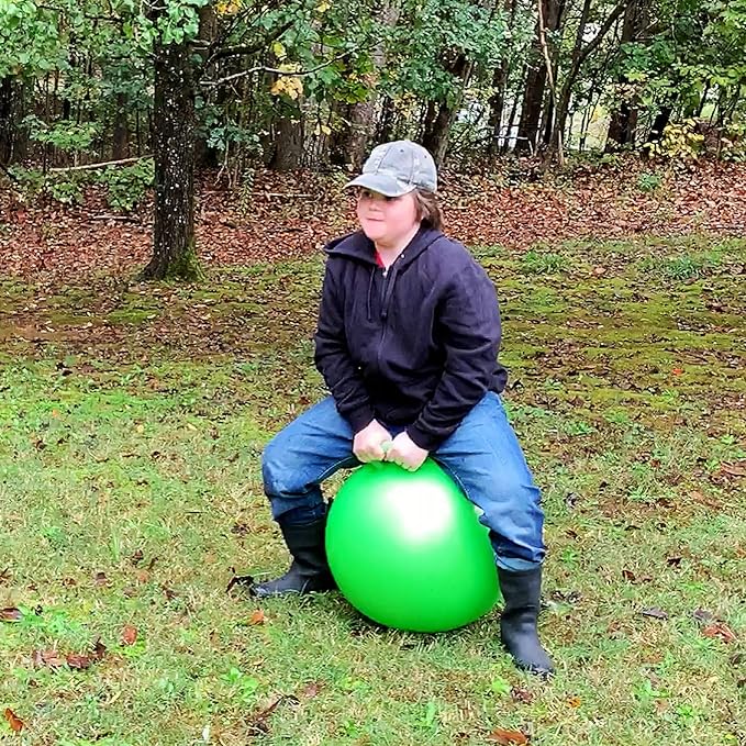 AppleRound Space Hopper Ball with Air Pump, 18in/45cm Diameter for Age 3-7, Kangaroo Bouncer, Hippity Hoppity Hop Ball for Children, Plain Color (Green)