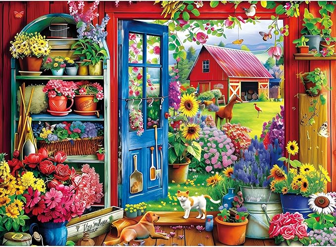300 Pieces Puzzle for Adults | Flowers House Puzzle | Recycled Cardboard Large Piece Jigsaw Puzzles 300 Pieces | Challenging Game Home Decor Birthday Party Gift Toy 20.5 * 15 inch