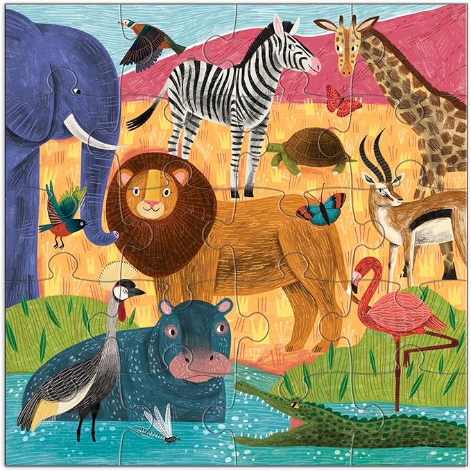 Mudpuppy Jungle & Safari - Tri Fold Magnetic Puzzles Featuring Two 20 Piece Jungle and Safari Themed Artwork