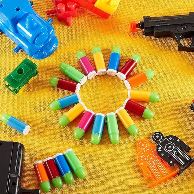 50 PCS Colt Toy Gun Pistol Revolver Replacement Rubber Bullets Ammo Refill Pack - Rubber Tip Glow in the Dark Toy Gun Bullets Mixed Color, Compatible with M1911 Toy Gun, C96 Toy Gun and 45 ACP Toy Gun