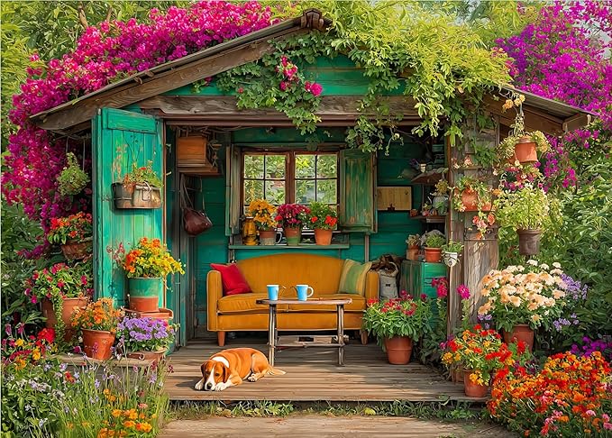 500 Piece Puzzle for Adults – Garden Dog Jigsaw Puzzle 500 Pieces for Adults – Interlock Perfectly Letter on Back No Dust, Home Decor Birthday Party Gift Toy for Men Women Elders Seniors