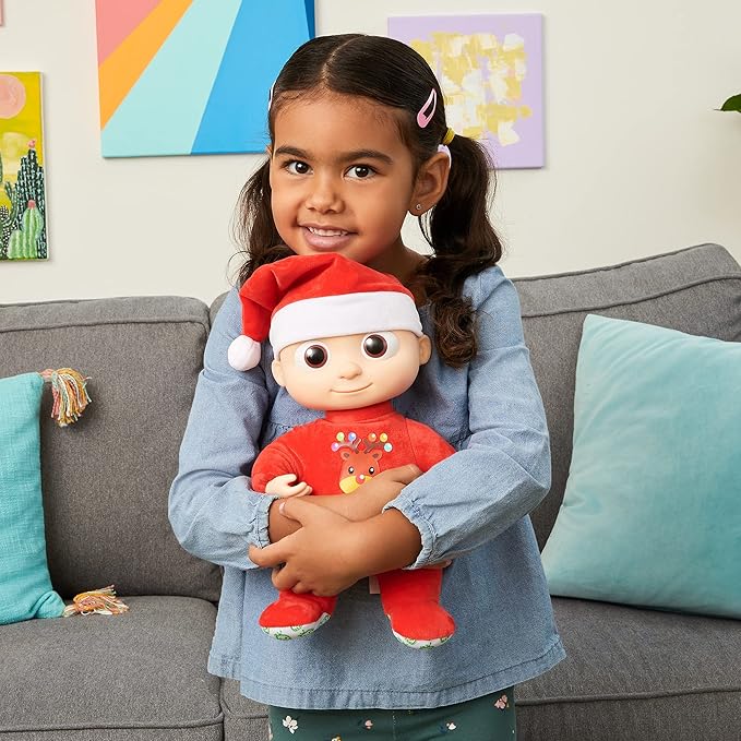 CoComelon Musical Deck The Halls JJ - Includes JJ Roto Doll with Santa Hat - Festive Doll with Activated Sounds - Toys for Preschoolers