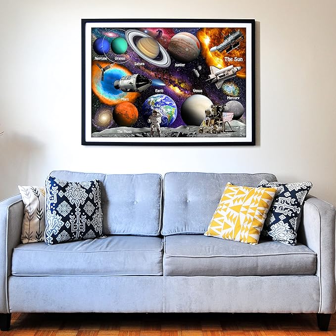Think2Master Solar System & Space Exploration 500 Pieces with Very Large Pieces Jigsaw Puzzle 13+, Teens, Adults & Families. Great Gift for stimulating Learning About Astronomy. Size: 26.8” X 18.9”