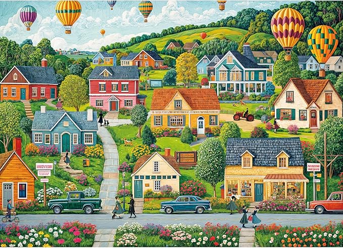 Jigsaw Puzzles for Adults 1000 Pieces, Interlock Perfectly No Dust, Impossible Difficult Hard Fun 1000 Piece Jigsaw Puzzles for Adults-1:1 Poster-Happy Town