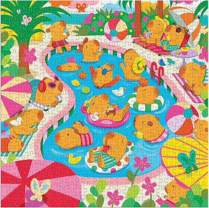 Mudpuppy Capybara Pool Day – 500 Piece Family Jigsaw Puzzle with Colorful and Fun Illustrations of Capybaras for Children Ages 8 and Up