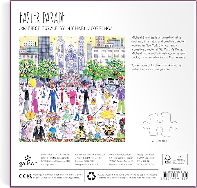 Galison Easter Parade – 500 Piece Michael Storrings Puzzle Featuring The Joy and Energy of A Springtime Easter Parade