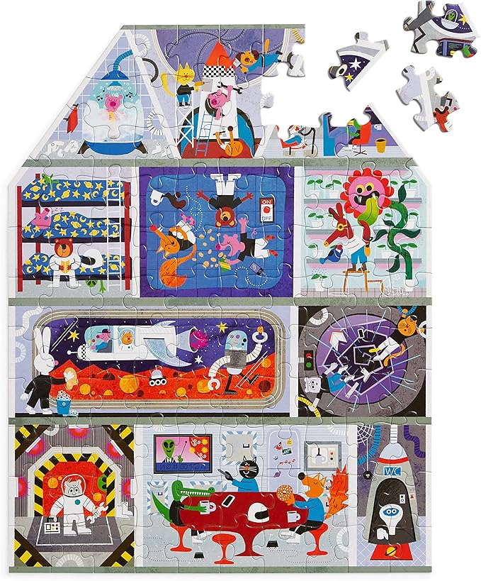 Mudpuppy House on Mars 100 Piece House-Shaped Puzzle