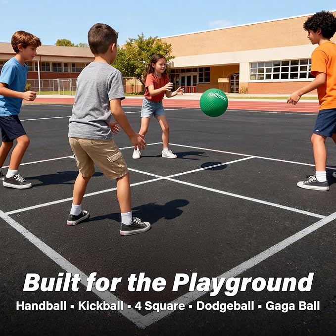 GoSports Playground Balls for Kids - Choose 8.5” or 10” Sizes - Heavy Duty Set of 6 with Carry Bag and Ball Pump