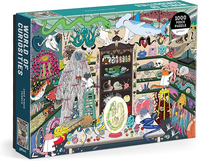 Galison World of Curiosities – 1000 Piece Jigsaw Puzzle Featuring Humorous Illustrations of A Spooky Shop Scene