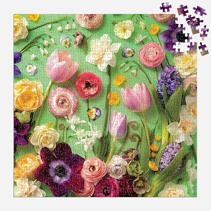 Galison Springtime Petals – Julie Seabrook Ream 500 Piece Puzzle Featuring A Variety of Flowers Blooming During Spring Months