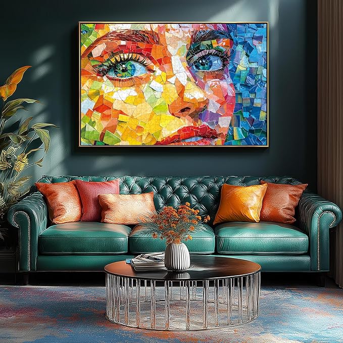 Puzzles for Adults 1000 Pieces, Stained Glass Face Art - Colorful Mosaic Jigsaw Puzzle 1000 Pieces for Family Fun Decoration, Party Game, Finished Size 27.5" x 19.7"