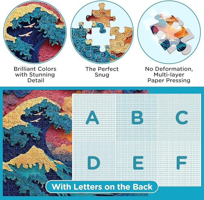 500 Piece Puzzles for Adults, Great Wave Jigsaw Puzzle, Unique Artwork, Recycled Cardboard Puzzle 500 Pieces Gift for Birthday, Home Decor, Fun for Family Entertainment Puzzle for Adults, 20.5 x15 in