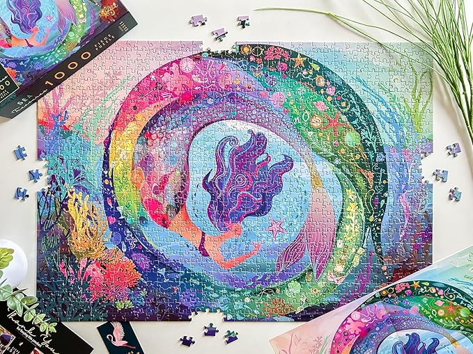 Elena Essex Puzzles for Adults 1000 Pieces - Sea Treasures, 1000 Piece Puzzle for Adults, Jigsaw Puzzles 1000 Pieces, Ocean Mermaid Sea Marine Underwater Puzzle, Size 28x20 inches