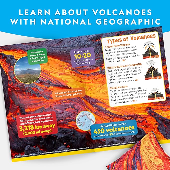 NATIONAL GEOGRAPHIC Volcano Bean Bag Toss Game for Kids - Cornhole Game Set with 5 Backyard Games, Bean Bags for Tossing, Yard Games for Kids, Outdoor Kids Games, Patio Games (Amazon Exclusive)