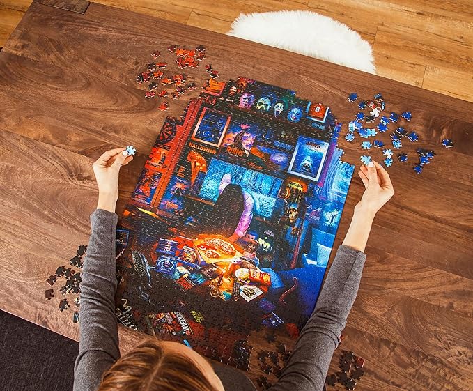 House of Horrors and Scary Movies 1000 Piece Jigsaw Puzzle by Rachid Lotf | Interactive Brain Teaser Board Game for Adults, Educational Toys & Games | 28 x 20 Inches (Pack of 2)