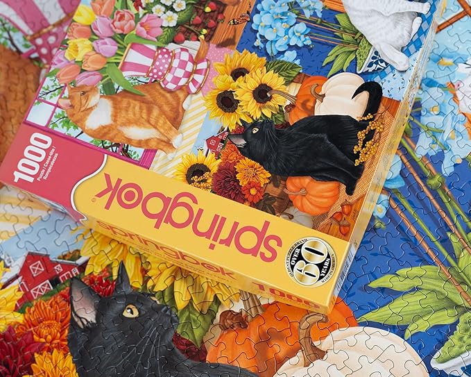 Springbok Four Seasons of Cats 1000 Piece Jigsaw Puzzle for Adults - Unique Cut Pieces - Made in USA