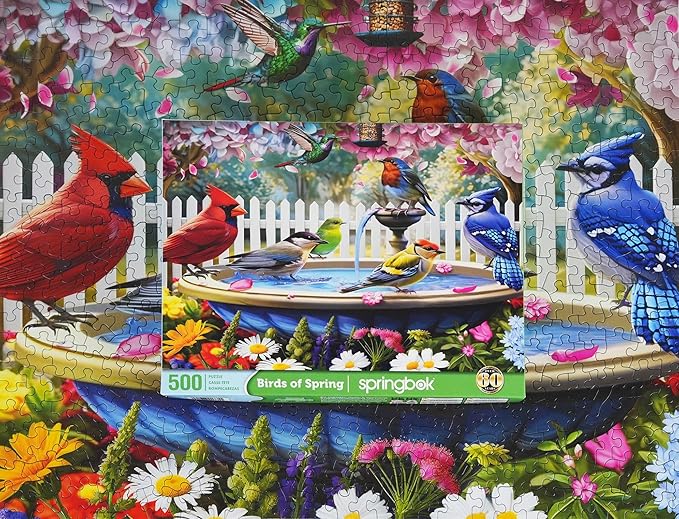 Springbok Birds of Spring 500 Piece Puzzle for Adults - Features North American Wildbirds