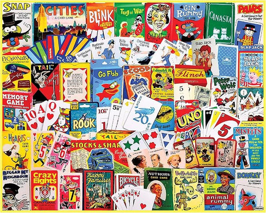White Mountain 300 Piece Jigsaw Puzzle Retro Collage Puzzles with Large Pieces Gift for Teens and Seniors 18"x24" - Card Games