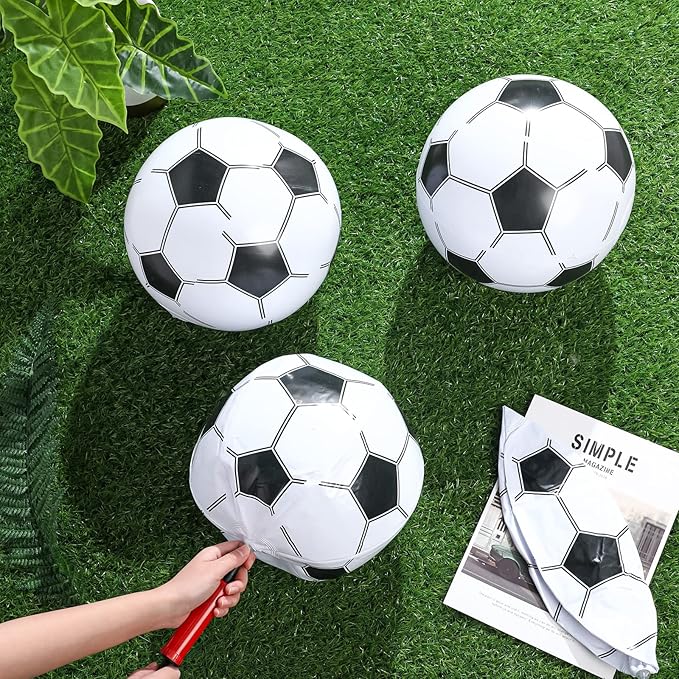 Zhanmai 6 Pack Inflatable Soccer 16 Inch Blow up Beach Ball Large Sport Pool Ball with Pump for Adults Teens Gift Summer Outdoor Party Decorations