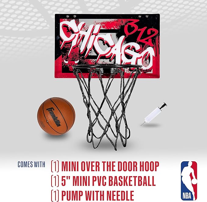 Franklin Sports NBA Team Over the Door Basketball Hoops - Kids Indoor Mini Basketball Hoop + Ball Set - NBA Fan Mini Hoops