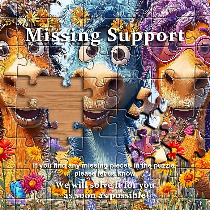Funny Horse Puzzles for Adults 1000 Pieces, Nature Puzzle Farm Flower Cute Animal, Abstract Art Garden Challenge Jigsaw Puzzle