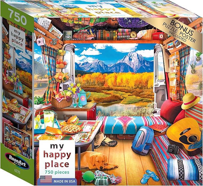 RoseArt - My Happy Place - Van Life - 750 Piece Jigsaw Puzzle for Adults
