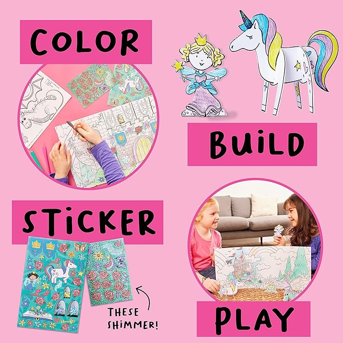 Creativity for Kids Wonder Worlds 3D Coloring Book: Fairy Tale - Unicorn and Princess Kids Coloring Art Set, Boys and Girls Gifts (Ages 5+)