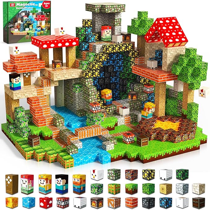 Goody King 200PCS Magnetic Blocks - Magnetic Building Blocks, Stacking Magnets for Kids, Strong Magnets, Sensory Toy for STEM Learning Toys for Kids 3+ Boys and Girls Christmas Halloween Easter Gifts