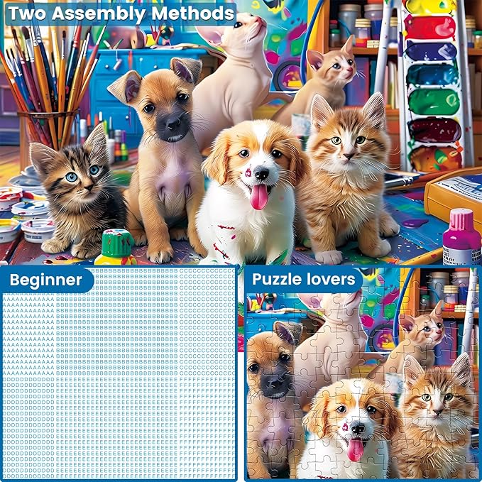 300 Piece Puzzle for Adults Jigsaw Puzzles Dog Puzzles 300 Pieces for Adult Kids Ages 8-10 10-12 Recycled Cardboard Adult Puzzles Game Birthday Gift Family Challenging Game 20.5x15IN