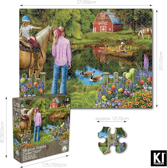750 Pieces Jigsaw Puzzle at The Benson Farm for Adults by Sharon Steele – 27x20 Inch Whimsical Country Farm Scene – Challenging, Hard and Difficult Puzzle Gift for Puzzle Lovers