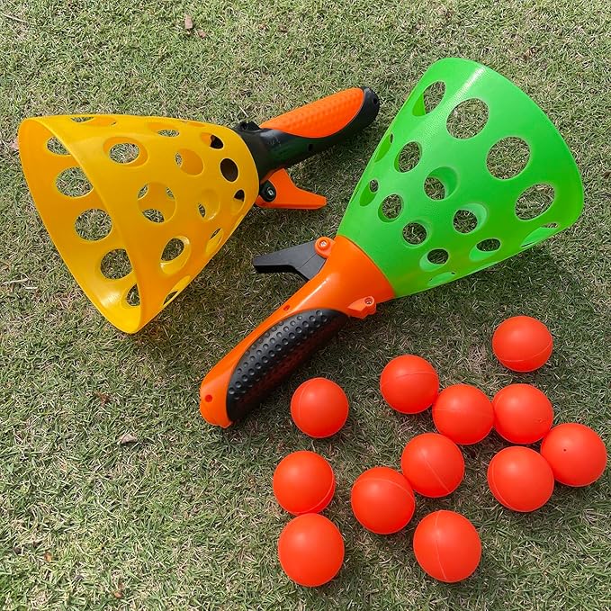 catch ball game for kids, Outdoor Indoor Games, Pop and Catch Ball Family Games with 2 Launcher Baskets and 12 Balls, Summer Beach Yard Sport Birthday Party Gifts Toys Ages 4 5 6 8 12+ Years Old
