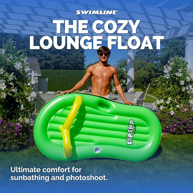 SWIMLINE Inflatable Swimming Pool Float Lounger Raft Mattress, Fun Mat, Flip Flop, Green