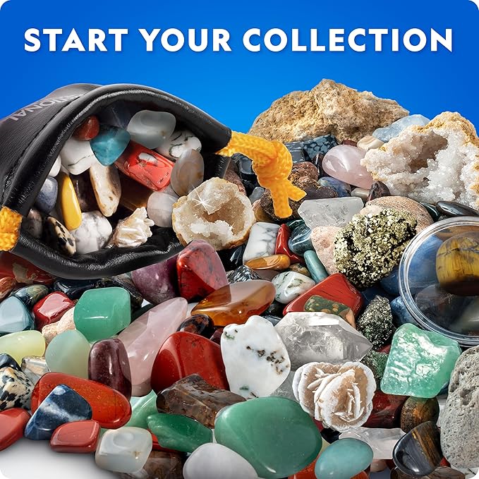National Geographic Rock Collection Box for Kids – 300 Piece Rock Set with Real Gemstones, Crystals & Minerals - Includes Absolute Expert: Rocks & Minerals Full-Color Book (Amazon Exclusive)