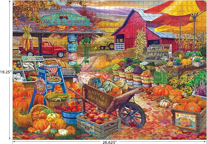 RoseArt - Bigelow Country - Harvest Market 1000 Piece Jigsaw Puzzle, Autumn Farm Market Puzzle for Adults