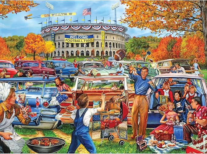 RoseArt - Back to The Past - Tailgating Fun - 750 Piece Jigsaw Puzzle for Adults