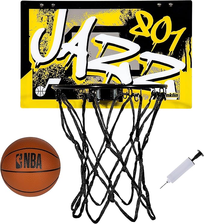 Franklin Sports NBA Team Over the Door Basketball Hoops - Kids Indoor Mini Basketball Hoop + Ball Set - NBA Fan Mini Hoops