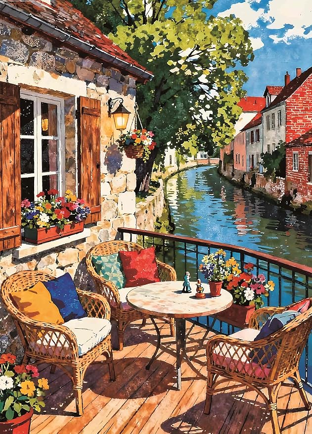 Puzzle for Adults 1000 Pieces, Riverside Scenery Puzzle, Challening Impossible Difficult Hard Fun 1000 Pieces Jigsaw Puzzles for Adults
