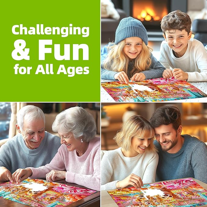 Puzzles for Adults 1000 Pieces, Cute Dogs and Candy Jigsaw Puzzle for Adults, Fun & Challenging Puzzles for Adult Family Game Gift for Friends and Family (27.5"x19.7")