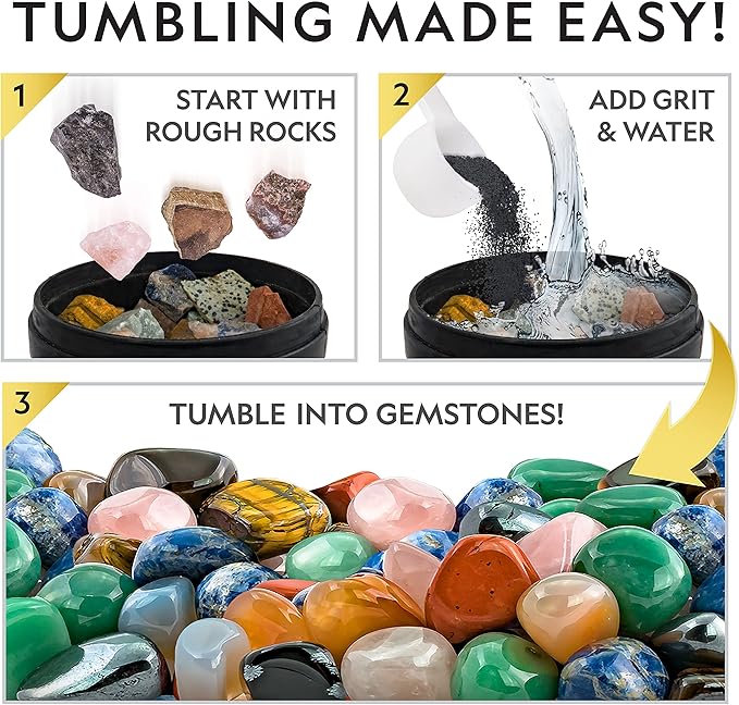 National Geographic Professional Rock Tumbler Kit – Extra Large 2 Lb. Barrel with 3-Speed Motor & 9-Day Timer – Geology DIY Kits for Adults, Rock Collection Hobby, Great Educational STEM Science Kit