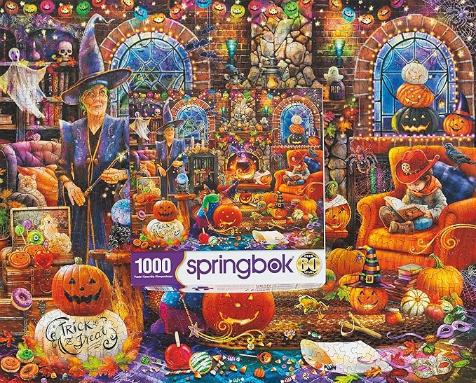 Springbok's Grandma's Halloween Party 1000 Piece Jigsaw Puzzle for Adutls Featues a Whimsical Halloween Scene for Puzzlers of All Ages