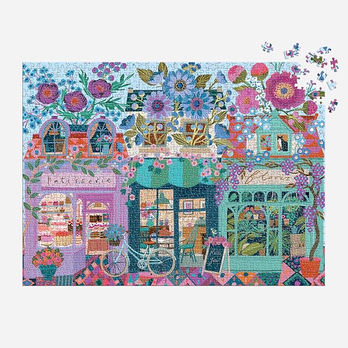 Galison Open for Blossoms – 1000 Piece Jigsaw Puzzle Featuring Beautiful Artwork of A Storefront Adorned with Blossoming Florals
