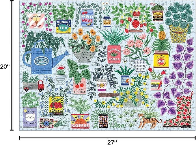 Planter Perfection 1000 Piece Puzzle with Shaped Pieces from Galison - 27” x 20” Puzzle with 20 Uniquely Shaped Pieces, Colorful Artwork, Thick & Sturdy Pieces, Challenging & Fun Activity for Adults