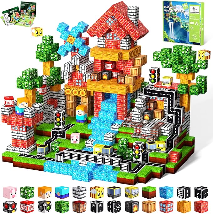 Magnetic Blocks, 100PCS Magnetic Building Blocks, Stacking Magnetic for Kids, Sensory Toy for STEM Constructions Magnetic Blocks for Boys Girls Age 3+, Holiday Birthday Gifts