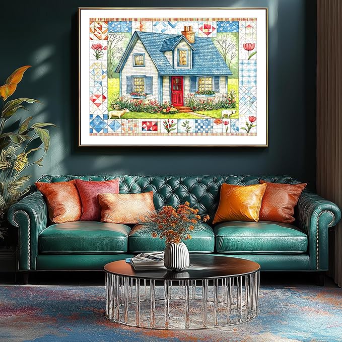 Blueforest Cottage Bloom Puzzles for Adults 500 Pieces,Challenging Jigsaw Puzzles for Adults,Country House Garden Puzzle for Family Game Night,Puzzle with Letters on Back,Recycled Paper Jigsaw Puzzle