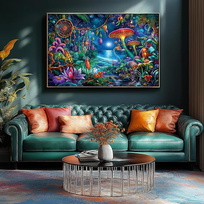 Blueforest 1000 Piece Puzzle for Adults - Enchanted Tropical Moonlit Dreamcatcher Fantasy Art, 27.5x19.7 Inches Premium Jigsaw Puzzles for Game Nights Relaxation & Home Decor