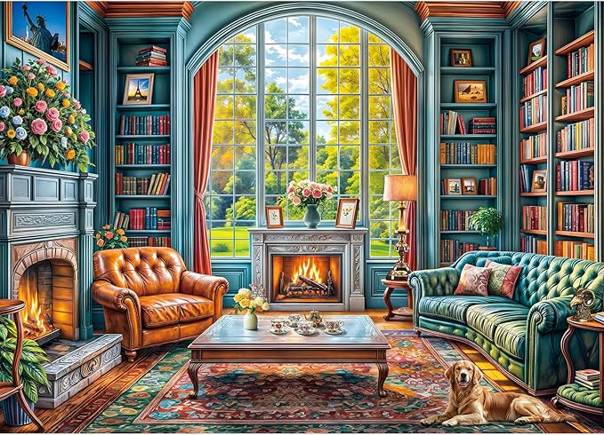 Warm Study Room Puzzles for Adults 1000 Piece, Jigsaw Puzzles for Adults, Adult Challenging Game Toys, Impossible Puzzle, Family Decoration Puzzle