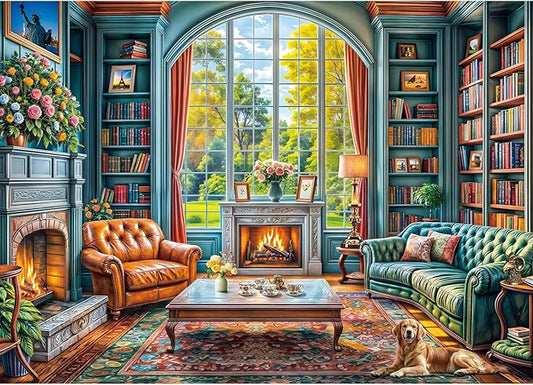 Warm Study Room Puzzles for Adults 1000 Piece, Jigsaw Puzzles for Adults, Adult Challenging Game Toys, Impossible Puzzle, Family Decoration Puzzle
