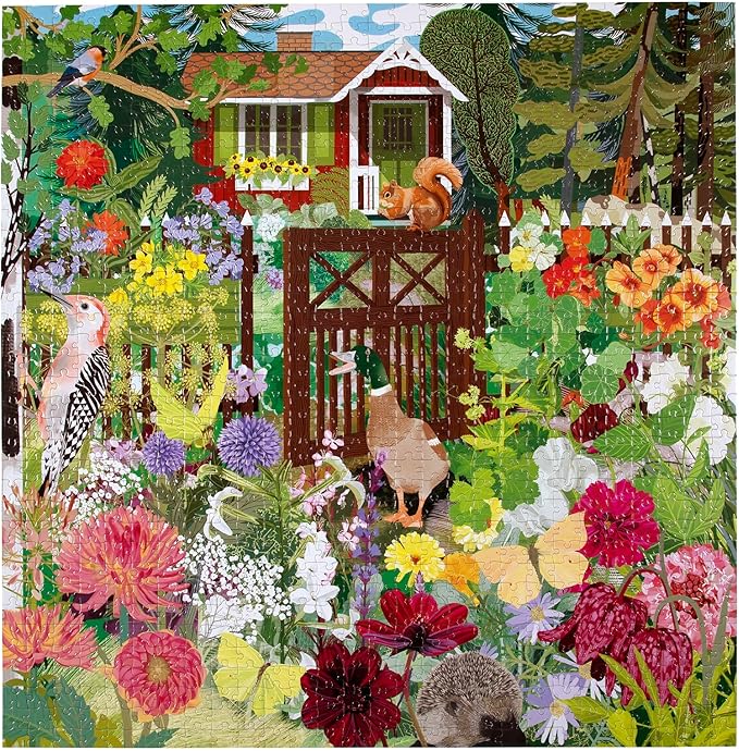 eeBoo 1000 Piece Puzzle - Scandinavian Garden Jigsaw Puzzle for Adults, Square 23" x 23" Made with Recycled Board & Vegetable-Based Ink