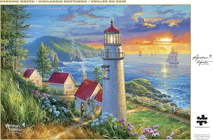Buffalo Games – 500 Piece Jigsaw Puzzle - Evening Watch - Abraham Hunter - Premium Gold Collection Giftable Puzzle for Adults – Precision-Cut Pieces