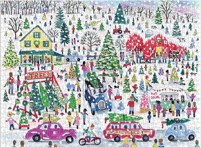 Galison Michael Storrings Christmas Tree Farm 1000 Piece Foil Puzzle from Galison - 20" x 20" Holiday Puzzle Featuring Beautiful Illustrations, Thick and Sturdy Pieces, Makes a Wonderful Gift!
